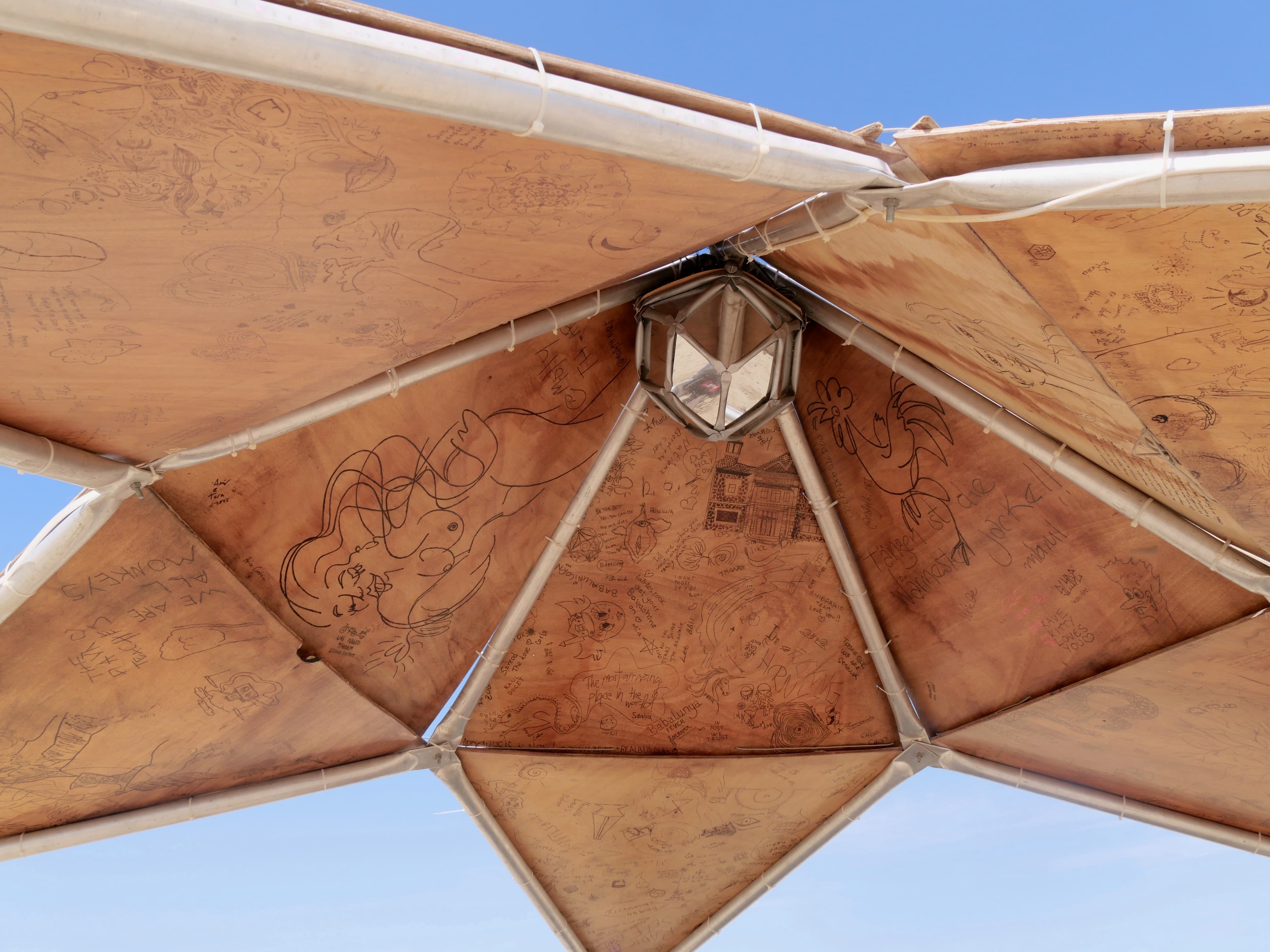 Inside of a dome like art piece